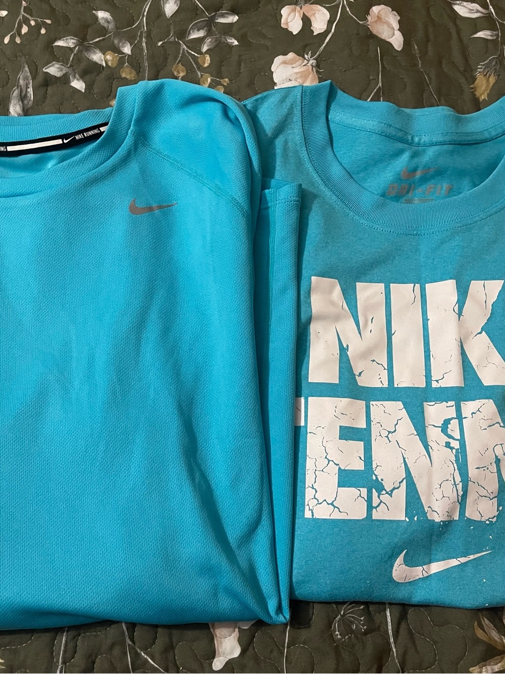 Nike Blue Active T-Shirt - Dri-FIT Performance one short sleeve & one long
